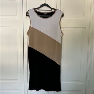 George Women's Large (12-14) Asymmetrical Dress - Black, Tan, White